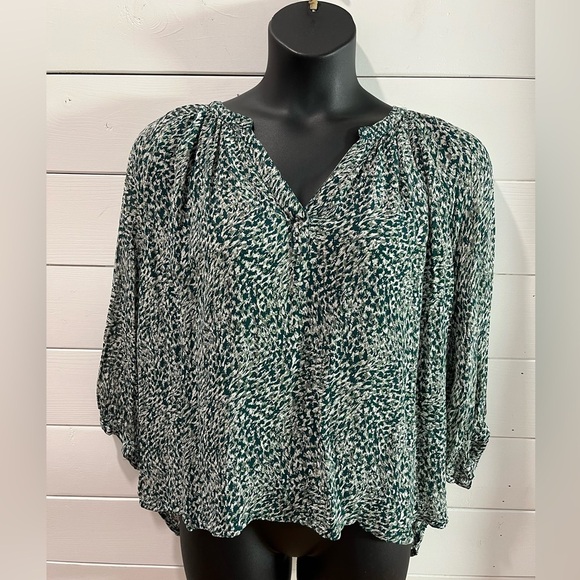 💚 PART TWO – Green & White Patterned Blouse – Size 44 - Picture 1 of 9